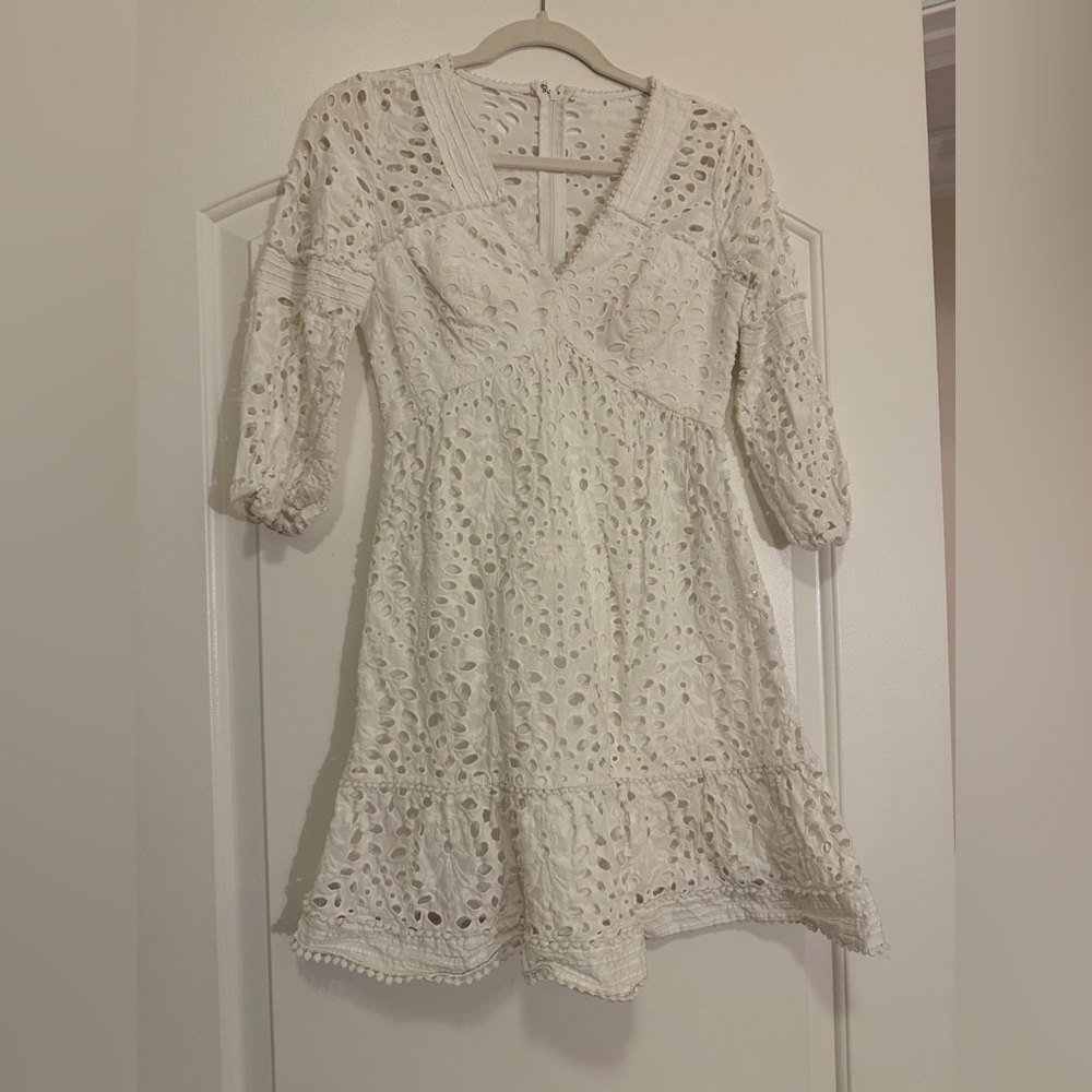 Lilly Pulitzer White Eyelet V-Neck Midi Dress